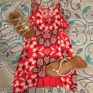 Aztec print romper with strappy back